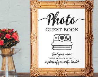 Photo guest book - find your name then replace it with a photo of yourself smile - wedding guest book - 8x10 - 5x7