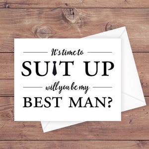 will you be my best man card it's time to suit up suit up best man card funny best man card greeting card download PRINTABLE image 1