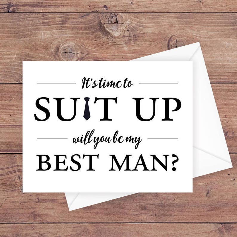will you be my best man card it's time to suit up suit up best man card funny best man card greeting card download PRINTABLE image 1