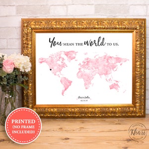 Aquarell Weltkarte Hochzeit Gästebuch Print - Du meine die Welt zu uns - alternatives Hochzeitsgästebuch - 18x24 - 24x36