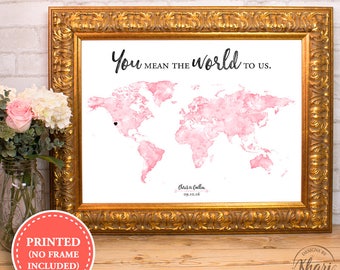 Watercolor world map wedding guest book print - You mean the world to us - alternative wedding guest book - 18x24 - 24x36