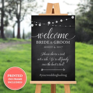 Wedding welcome sign - rustic wedding ceremony sign - please choose a seat not a side - 16x20 - 18x24 - 24x36
