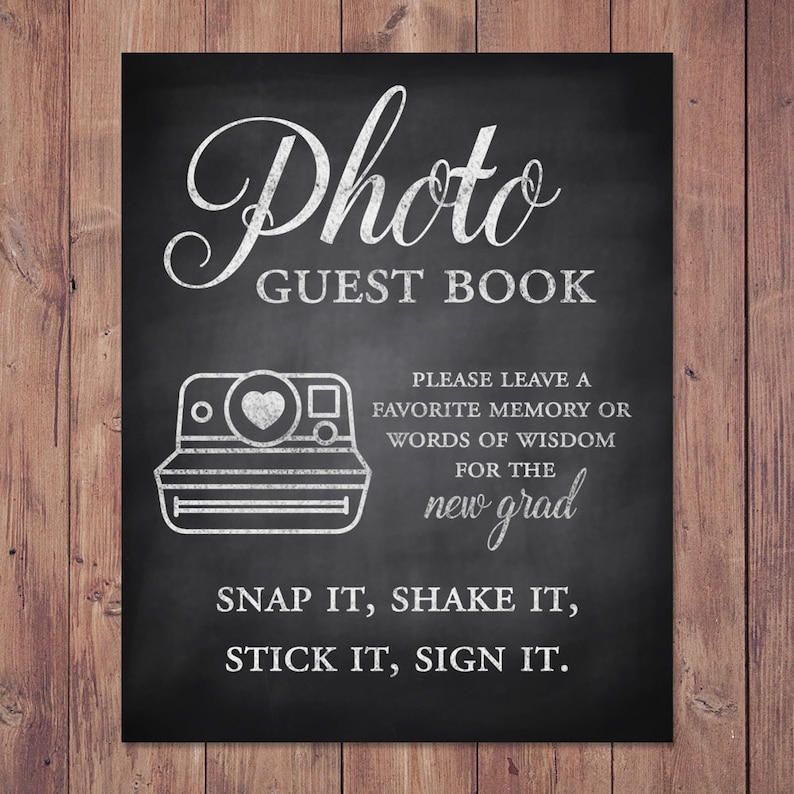 Grad party guest book - Graduation guest book - words of wisdom for the new grad - photo guest book - 8x10 - 5x7 PRINTABLE 