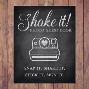 Photo guest book - Shake it like a - snap it, shake it, stick it, sign it - rustic wedding guest book - 8x10 - 5x7 - PRINTABLE