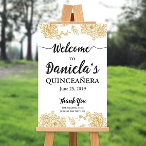 Quinceañera Welcome Sign - 15th birthday welcome sign - Quinceanera Welcome - PRINTABLE
