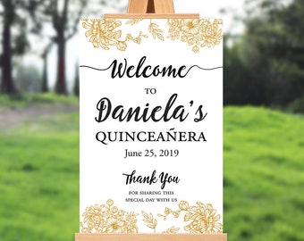 Quinceañera Welcome Sign - 15th birthday welcome sign - Quinceanera Welcome - PRINTABLE