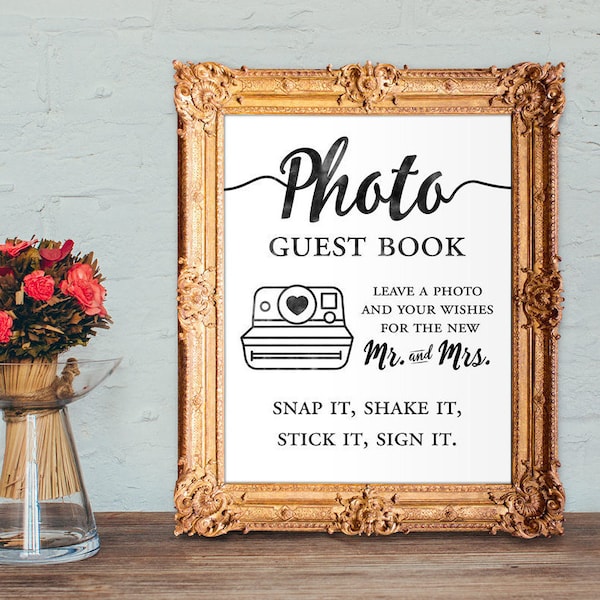 photo guest book - leave a photo and your wishes for the new mr and mrs - wedding guest book - 8x10 - 5x7 PRINTABLE