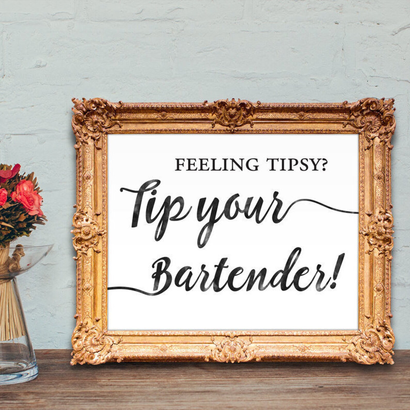 Wedding Bar Sign Feeling Tipsy Tip Your Bartender funny Etsy