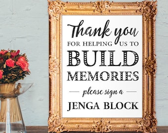 Jenga Block Hochzeit Gästebuch - Build Memories - sign a Jenga Block - PRINTABLE - 8x10 - 5x7