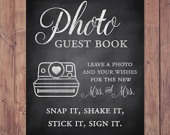 photo guest book - same sex guest book - Lesbian Wedding - leave a photo and your wishes for the new Mrs and Mrs - 8x10 - 5x7 PRINTABLE