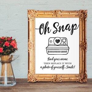 Oh Snap photo guest book - find your name then replace it with a photo of yourself smile - wedding guest book - 8x10 - 5x7