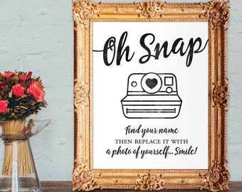 Oh Snap photo guest book - find your name then replace it with a photo of yourself smile - wedding guest book - 8x10 - 5x7