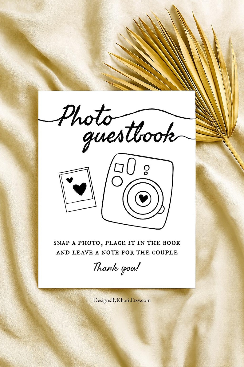 Photo Guestbook Sign - Wedding Photo Guest Book - Hand Drawn ...