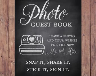 photo guest book - leave a photo and your wishes for the new mr and mrs - rustic wedding guest book - 8x10 - 5x7 PRINTABLE