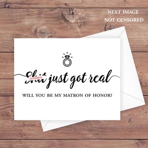Você será meu cartão de matrona de honra - a merda acabou de se tornar real - cartão de casamento engraçado de matrona de honra - Cartão de felicitações para download instantâneo - IMPRIMÍVEL