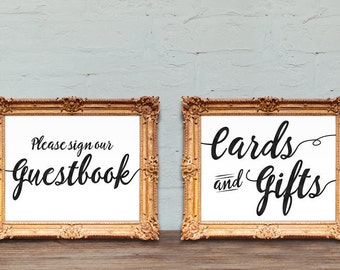 Wedding guestbook and Cards and Gifts signs - PRINTABLE 8x10 - 5x7