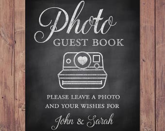 Photo guest book - please leave a photo and your wishes for - custom wedding guest book - rustic guest book - PRINTABLE 8x10 - 5x7