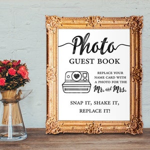 name card photo guest book - replace your name card with a photo  - wedding guest book - 8x10 - 5x7 PRINTABLE