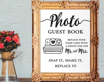 name card photo guest book - replace your name card with a photo  - wedding guest book - 8x10 - 5x7 PRINTABLE