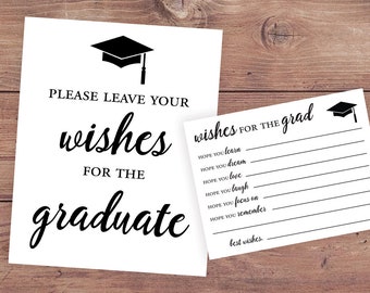 Wishes for the graduate cards - Graduation guest book - Graduation advice cards - advice for the graduation - PRINTABLE