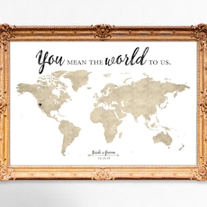 World map wedding guest book - You mean the world to us - 20x30 - 24x36 - 18x24 PRINTABLE