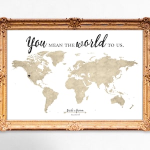 Libro de visitas de boda del mapa mundial - Significas el mundo para nosotros - 20x30 - 24x36 - 18x24 IMPRIMIBLE