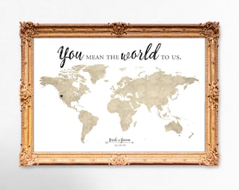 World map wedding guest book - You mean the world to us - 20x30 - 24x36 - 18x24 PRINTABLE