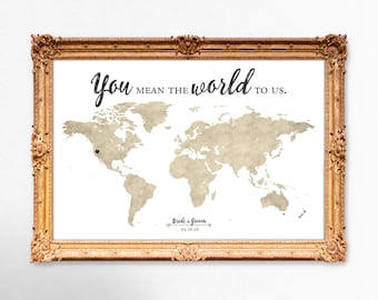 World map wedding guest book - You mean the world to us - 20x30 - 24x36 - 18x24 PRINTABLE