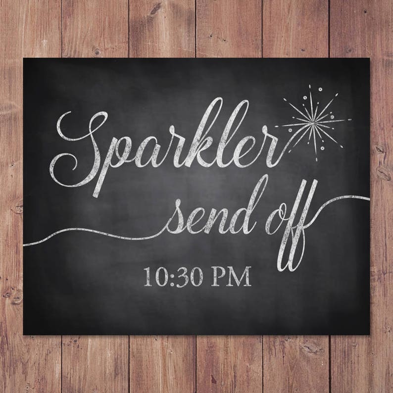 Wedding sparkler send off sign rustic wedding send off