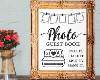 Photo guest book - snap it, shake it, sign it, hang it - wedding guest book - PRINTABLE 8x10 - 5x7