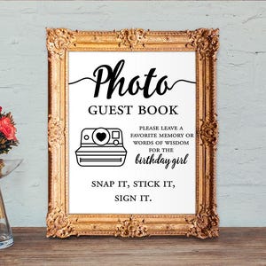 Birthday photo guest book - words of wisdom for the birthday girl- birthday girl guest book - 8x10 - 5x7 PRINTABLE