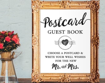 Postcard guest book - post card wedding guest book - choose a postcard and write your well wishes  - 8x10 - 5x7 PRINTABLE