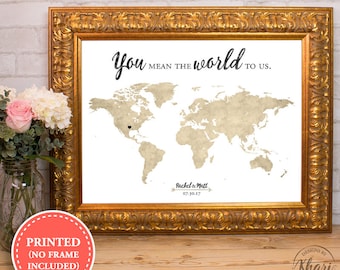 World map wedding guest book - You mean the world to us - alternative wedding guest book - 18x24 - 24x36