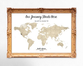 Wedding Guest Book - Travel Guest Book - World map guest book - Our journey starts here - 18x24 - 20x30 - 24x36 PRINTABLE