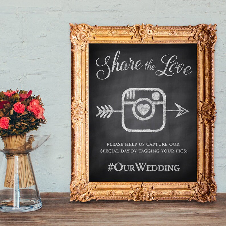 Download Wedding hashtag sign Share the Love PRINTABLE 8x10 5x7 | Etsy