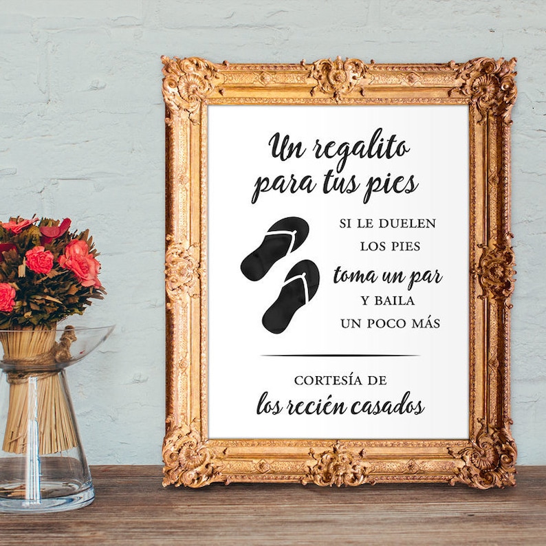 Spanish Wedding Flip Flops Sign Dancing Shoes Sign Un Etsy