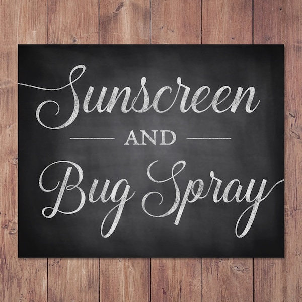 sunscreen and bug spray sign - outdoor wedding sign - rustic wedding - PRINTABLE - 8x10 - 5x7