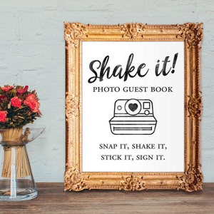 Photo guest book - Shake it like a - snap it, shake it, stick it, sign it - wedding guest book - 8x10 - 5x7 - PRINTABLE