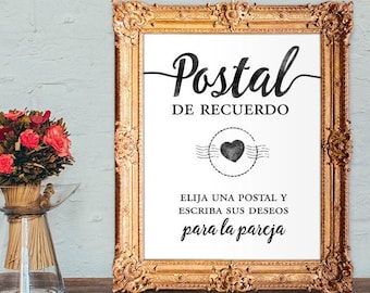 Spanish wedding guest book - Postal de recuerdo - post card wedding guest book - 8x10 - 5x7 PRINTABLE