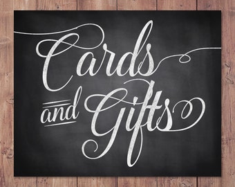 Cards and Gifts printable wedding sign - Rustic Glam Chalkboard - 8x10 - 5x7 - 4x6