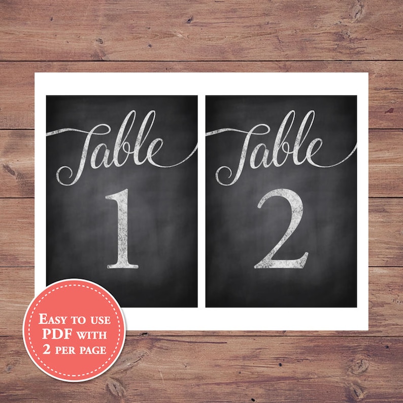 Wedding Table Numbers 1 25 Printable Table Numbers Rustic Etsy