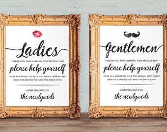Wedding bathroom basket signs - womens and mens hospitality basket - now hurry before you miss the next song - printable 8x10 and 5x7