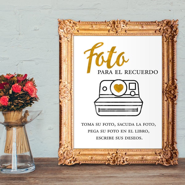 Spanish Photo guest book - foto para el recuerdo - wedding guest book - PRINTABLE 8x10 - 5x7