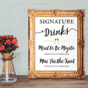 Menu delle bevande nuziali - Drink nuziali firmati - Insegna del bar nuziale - STAMPABILE 8x10 - 5x7 - 16x20