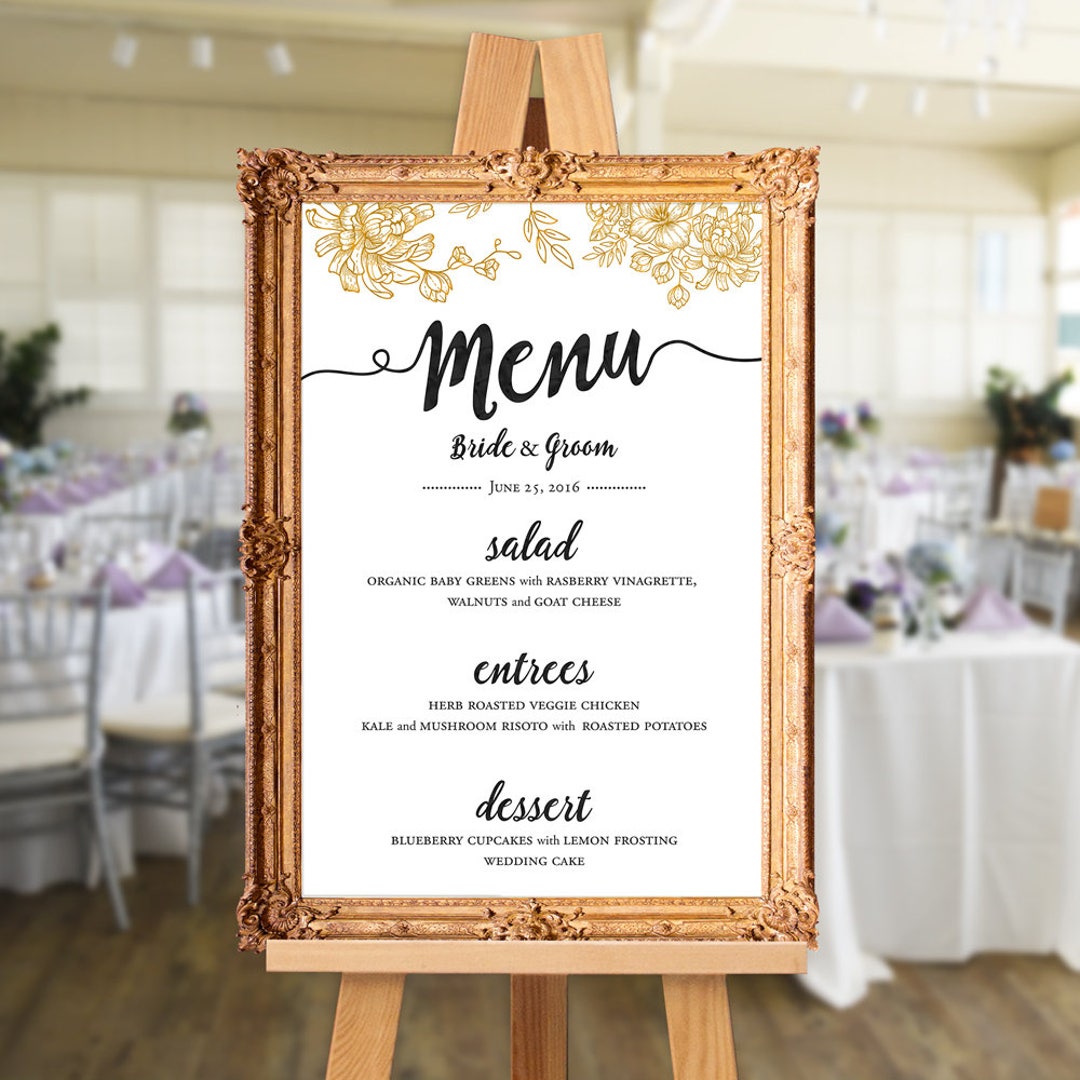 Wedding Menu Sign Template, INSTANT DOWNLOAD, 100% Editable, Printable Menu  Card and Poster Board, 4 Sizes: 5x7, 16x20, 18x24, 24x36 #CHM-04