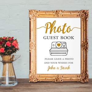 Photo guest book - please leave a photo and your wishes for - custom wedding guest book - PRINTABLE 8x10 - 5x7