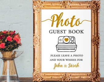 Photo guest book - please leave a photo and your wishes for - custom wedding guest book - PRINTABLE 8x10 - 5x7