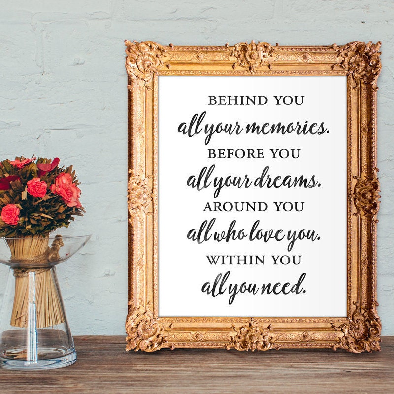 Graduation quote - graduation gift - inspirational quote - behind you all your memories - PRINTABLE - 8x10 - 5x7