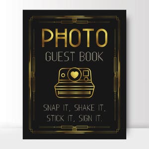 Photo guest book - snap it, shake it, stick it, sign it - Great Gatsby photo guest book - Art Deco photo guest book - PRINTABLE 8x10 - 5x7
