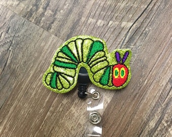 Caterpillar badge reel, caterpillar planner clip, caterpillar magnet, caterpillar feltie